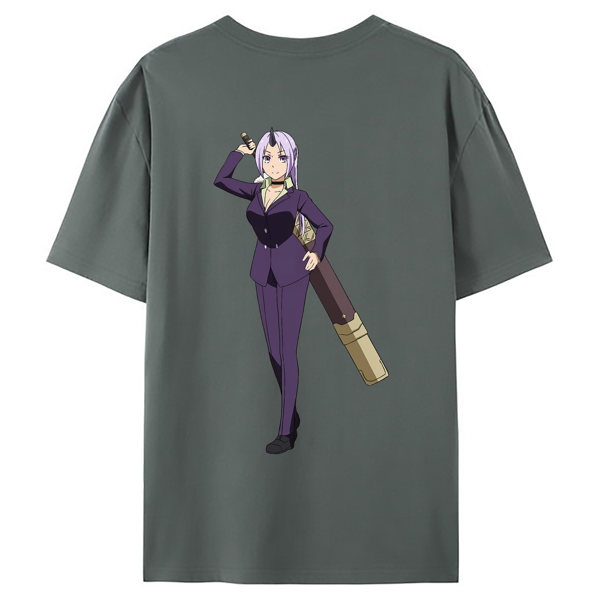 （画像用） 転スラ Regarding Reincarnated to Slime 綿100％ メンズ半袖Tシャツ（バックプリント） 通気性
